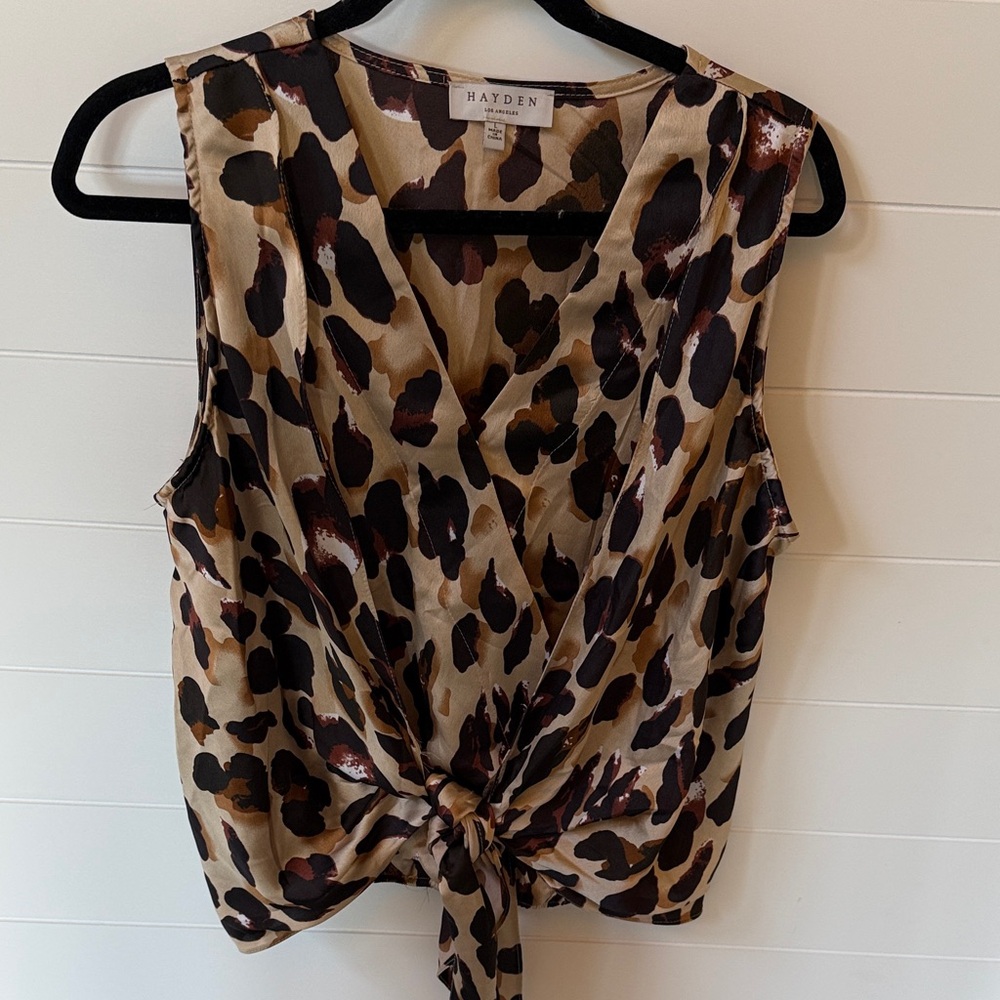 Hayden Brown and Tan Leopard Print Blouse